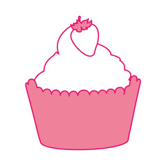 delicious cupcake with strawberry isolated icon vector illustration design