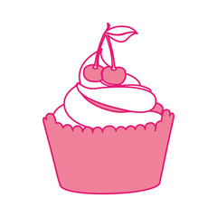 delicious cupcake with cherry isolated icon vector illustration design