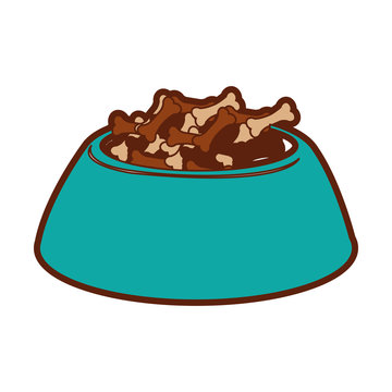 Dog Dish With Food Vector Illustration Design