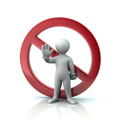 Man showing stop gesture and not allowed sign