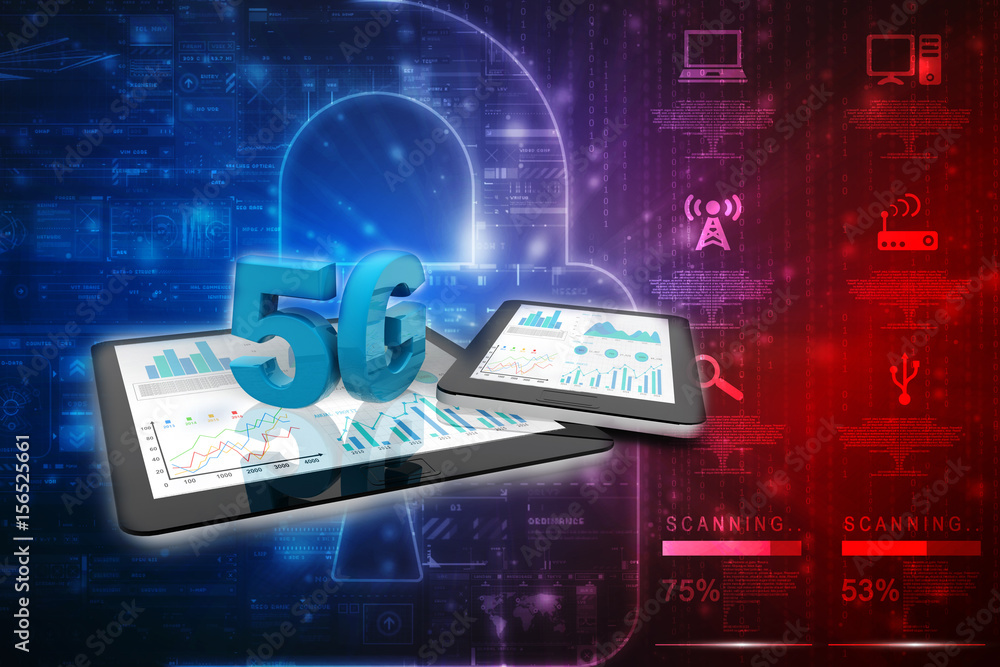 Poster 3d rendering 5g network 5g connection with data