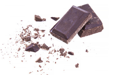 pieces of chocolate isolated on white