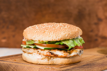 burger with steak closeup