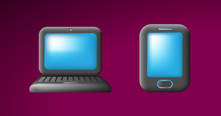 Cute Laptop on Dark Background . Isolated Vector Illustration 