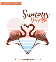 Tropical  Background. Summer Design. Girl T-shirt Fashion vector Graphic. 