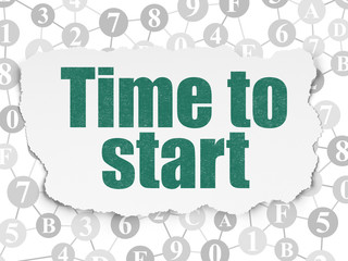 Time concept: Time to Start on Torn Paper background