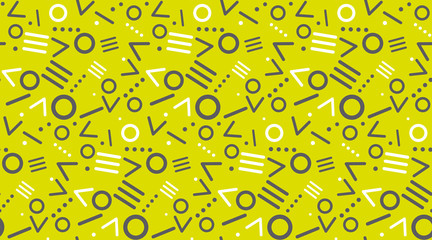 Cute 80's style seamless geometric pattern with circles for your decoration. Abstract decorative repeatable motif for surface design, fabric, wrapping paper