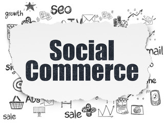 Marketing concept: Social Commerce on Torn Paper background
