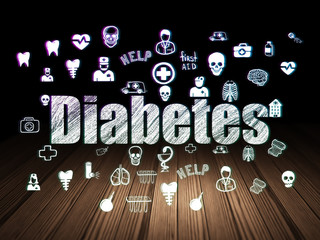 Medicine concept: Diabetes in grunge dark room
