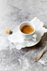 Obraz na płótnie Canvas Cup of Espresso on gray marble background