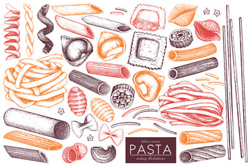 Vector collection of Italian pasta.