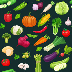 Vegetables seamless pattern.