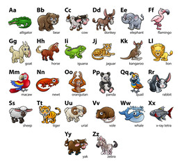 Cartoon Animal Alphabet Chart Set