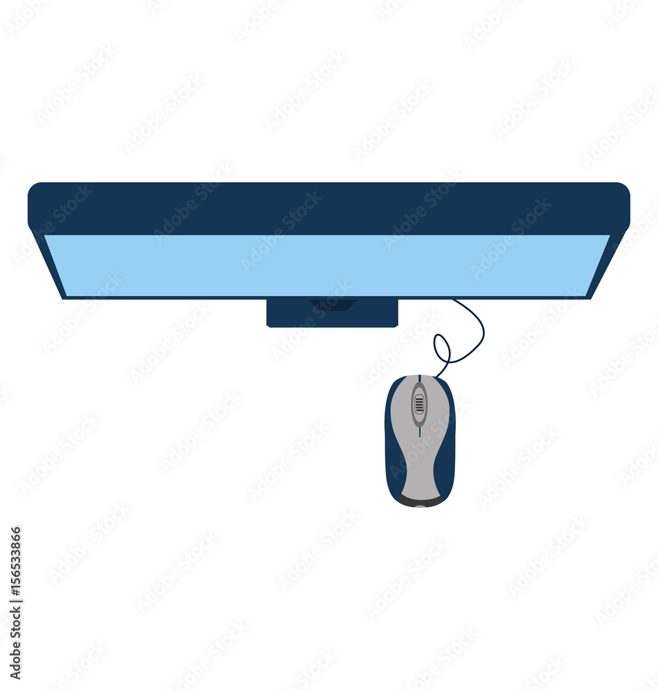 Poster monitor computer with mouse isolated icon vector illustration design