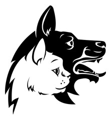 Cat Dog Pets Faces Concept Icon