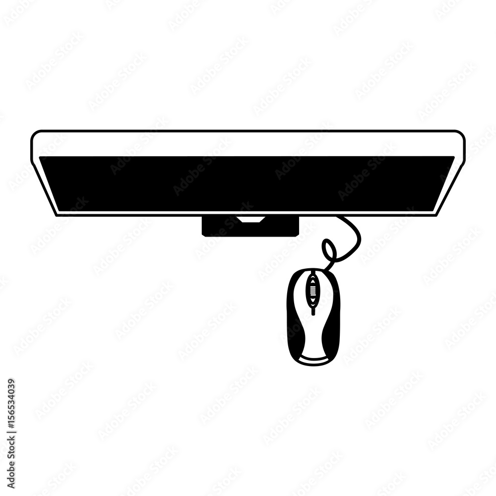 Poster monitor computer with mouse isolated icon vector illustration design
