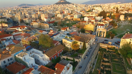 Fototapeta premium Aerial drone photo of Ancient Agora in Athens historic centre, Attica, Greece
