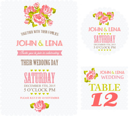 Wedding label with roses