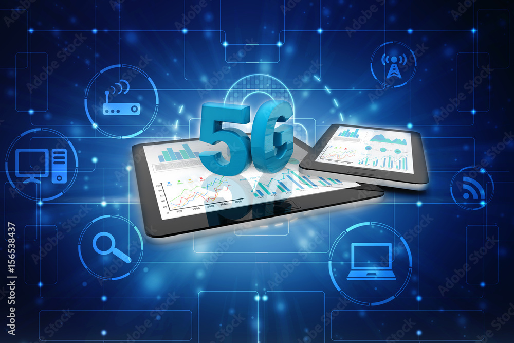 Poster 3d rendering 5g network 5g connection with data