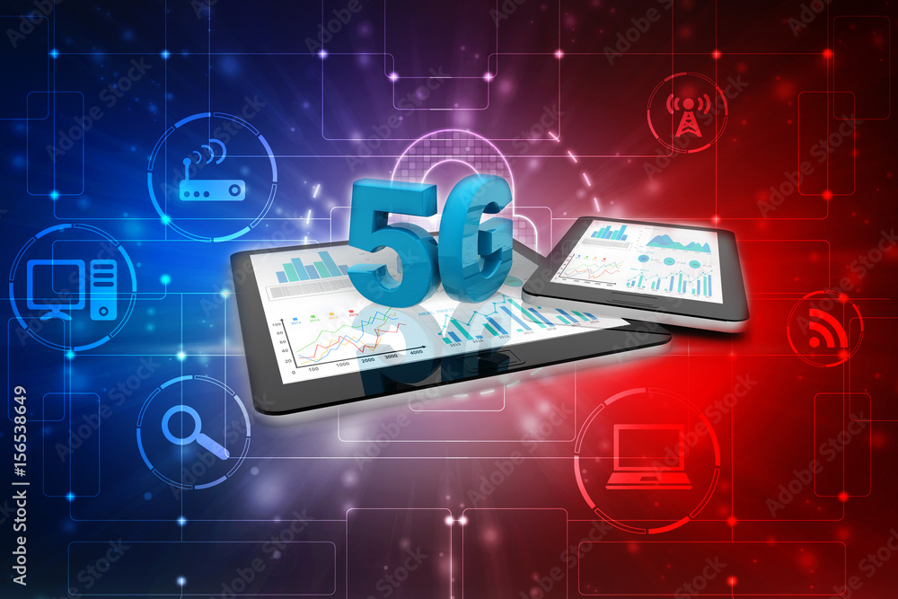 Poster 3d rendering 5g network 5g connection with data