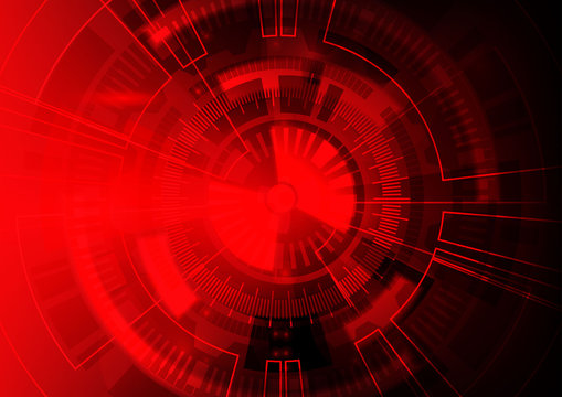 Red Technology Background, Abstract Digital Tech Circle