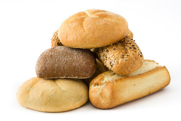 Fototapeta na wymiar Mixed breads isolated on white background