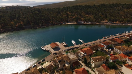 Fototapeta na wymiar Aerial drone photo of traditional village of Galaxidi, Fokida, Greece