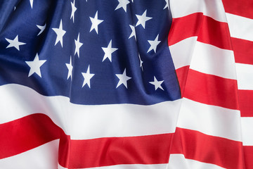 vintage silk American flag Close up background decorate