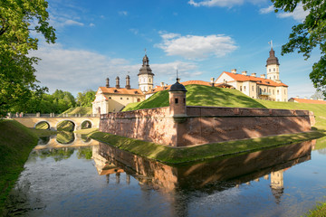 Obraz premium NESVIZH, BELARUS - May 20, 2017: Medieval castle in Nesvizh, Minsk Region, Belarus.