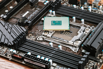 CPU socket and processor on the motherboard