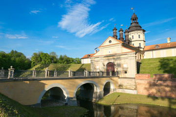 Fototapeta premium NESVIZH, BELARUS - May 20, 2017: Medieval castle in Nesvizh, Minsk Region, Belarus.
