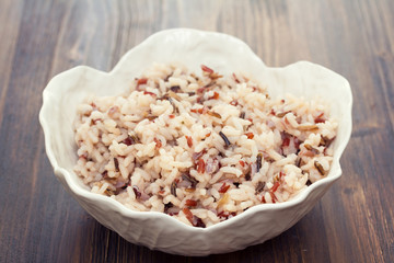 boiled rice on white bowl