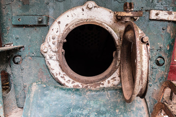 Steam locomotive  mechanics closeup