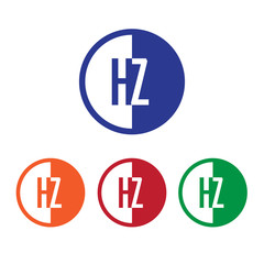 HZ initial circle half logo blue,red,orange and green color
