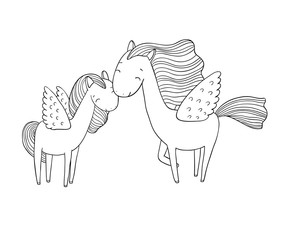 Beautiful pegasus. A horse with wings.