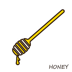 Spoon with honey. Flat line Icon single.
