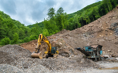 Heavy machinery in quarry