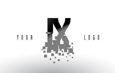 IX I X Pixel Letter Logo with Digital Shattered Black Squares
