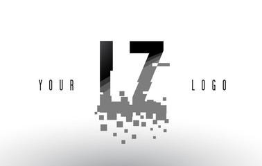 LZ L Z Pixel Letter Logo with Digital Shattered Black Squares - obrazy, fototapety, plakaty