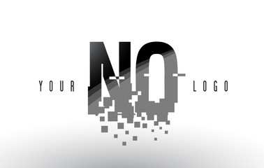 NO N O Pixel Letter Logo with Digital Shattered Black Squares
