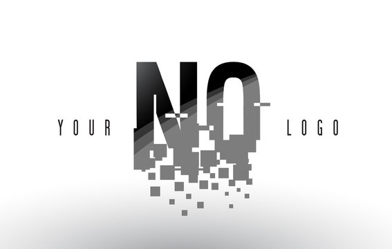 NQ N Q Pixel Letter Logo with Digital Shattered Black Squares