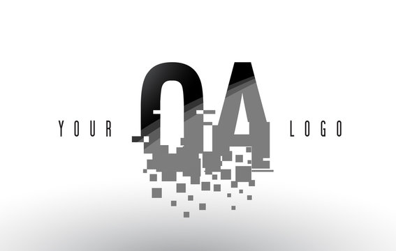 OA O A Pixel Letter Logo with Digital Shattered Black Squares