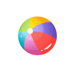 Bright cartoon beach ball icon. Colorful summer time  ball symbol isolated on white background. Vector illustration.
