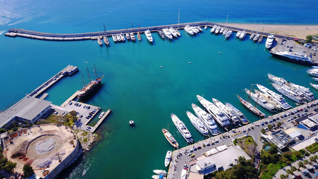 Aerial drone photo of Marina Zeas in Peiraeus, Attica, Greece