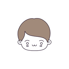 silhouette color sections of facial expression exhausted kawaii little boy with hair light brown vector illustration