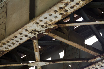 Aged rusty steel beam construction