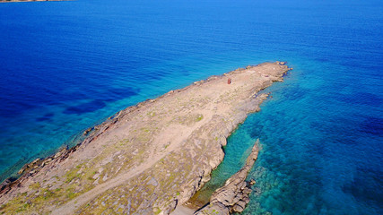 Aerial drone photo of bay in Porto Rafti, Mesogeia, Attica, Greece