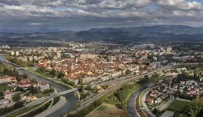Fototapeta na wymiar Panorama of town Celje, Slovenia