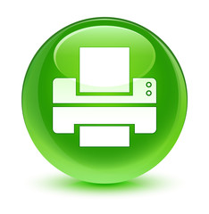 Printer icon glassy green round button