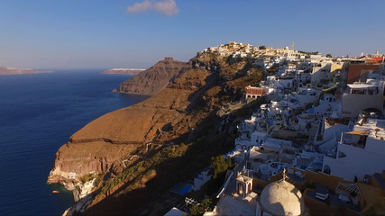 Aerial drone photo of Santorini volcanic island, Cyclades, Greece